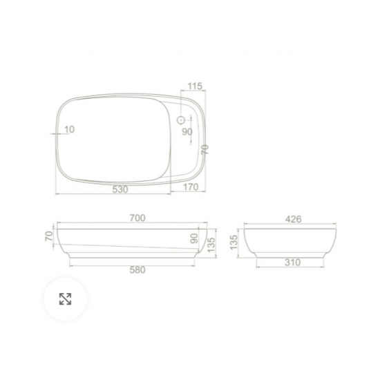 Επικαθήμενος Νιπτήρας Πορσελάνης 70x42,6cm Cerastyle Nova 074200-u Λευκό